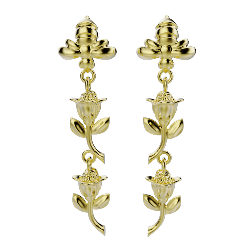 'Honey Bee'    Sterling silver Ear Droppers - tinybird