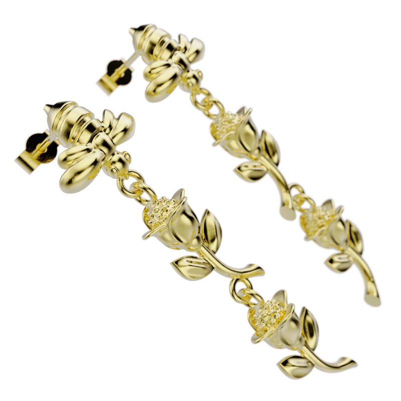 'Honey Bee'    Sterling silver Ear Droppers - tinybird