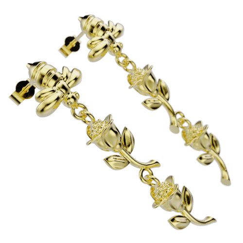 'Honey Bee'    Sterling silver Ear Droppers - tinybird