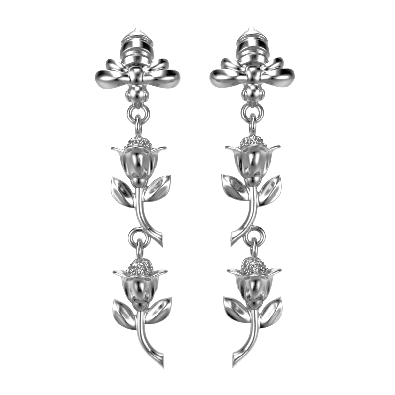 'Honey Bee'    Sterling silver Ear Droppers - tinybird