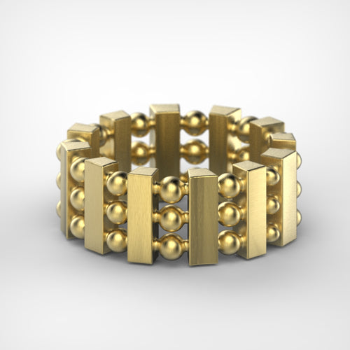 'Bloc Triple' Sterling silver women's wide band stacking ring - tinybird