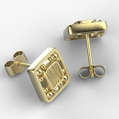 'Eve Mini framed' Sterling silver women's ear studs. - tinybird