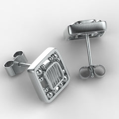 'Eve Mini framed' Sterling silver women's ear studs. - tinybird