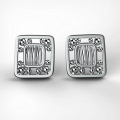'Eve Mini framed' Sterling silver women's ear studs. - tinybird