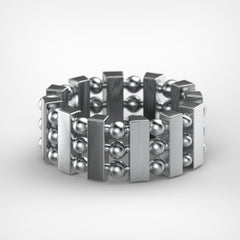 'Bloc Triple' Sterling silver women's wide band stacking ring - tinybird