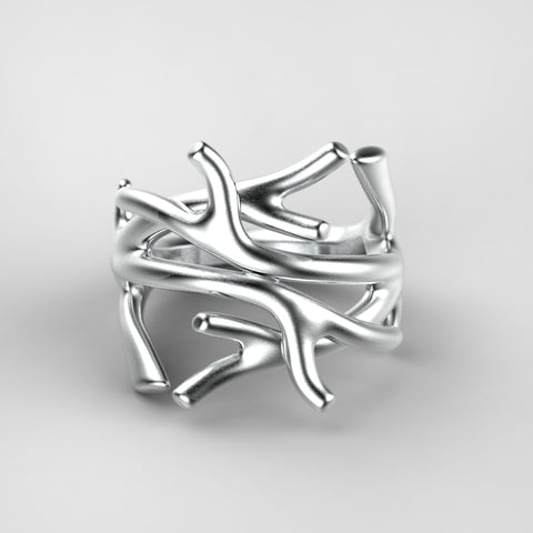 'Bloc' Sterling silver women's narrow stacking ring.